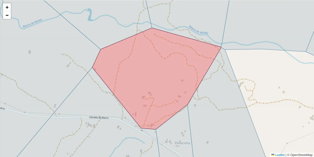 Mapa detalhado do código postal 7570-486 com limites, códigos postais vizinhos e agências dos correios