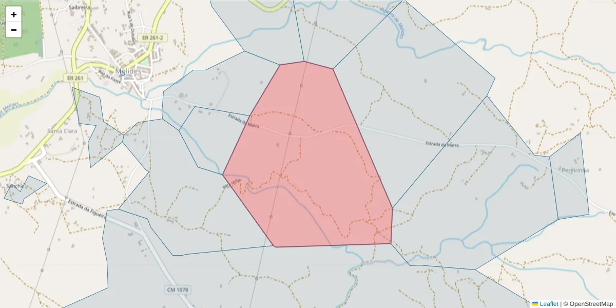 Mapa detalhado do código postal 7570-529 com limites, códigos postais vizinhos e agências dos correios