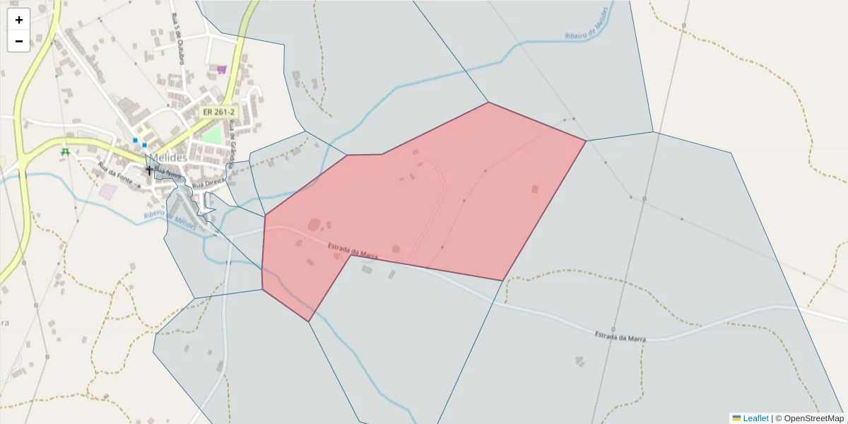 Mapa detalhado do código postal 7570-602 com limites, códigos postais vizinhos e agências dos correios