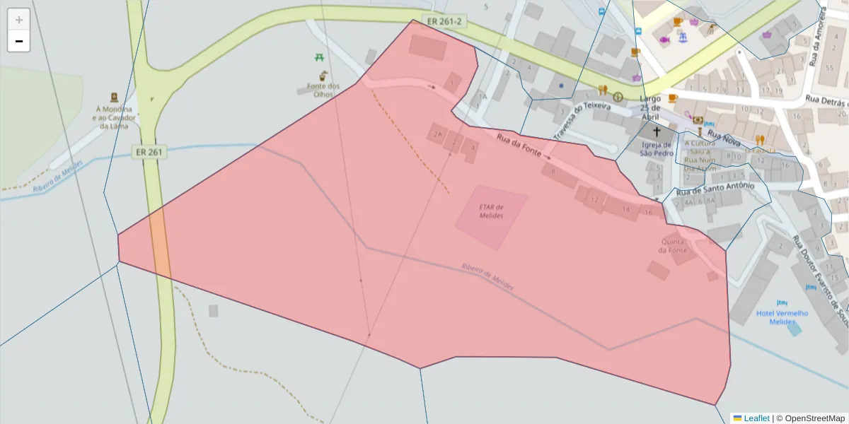 Mapa detalhado do código postal 7570-622 com limites, códigos postais vizinhos e agências dos correios