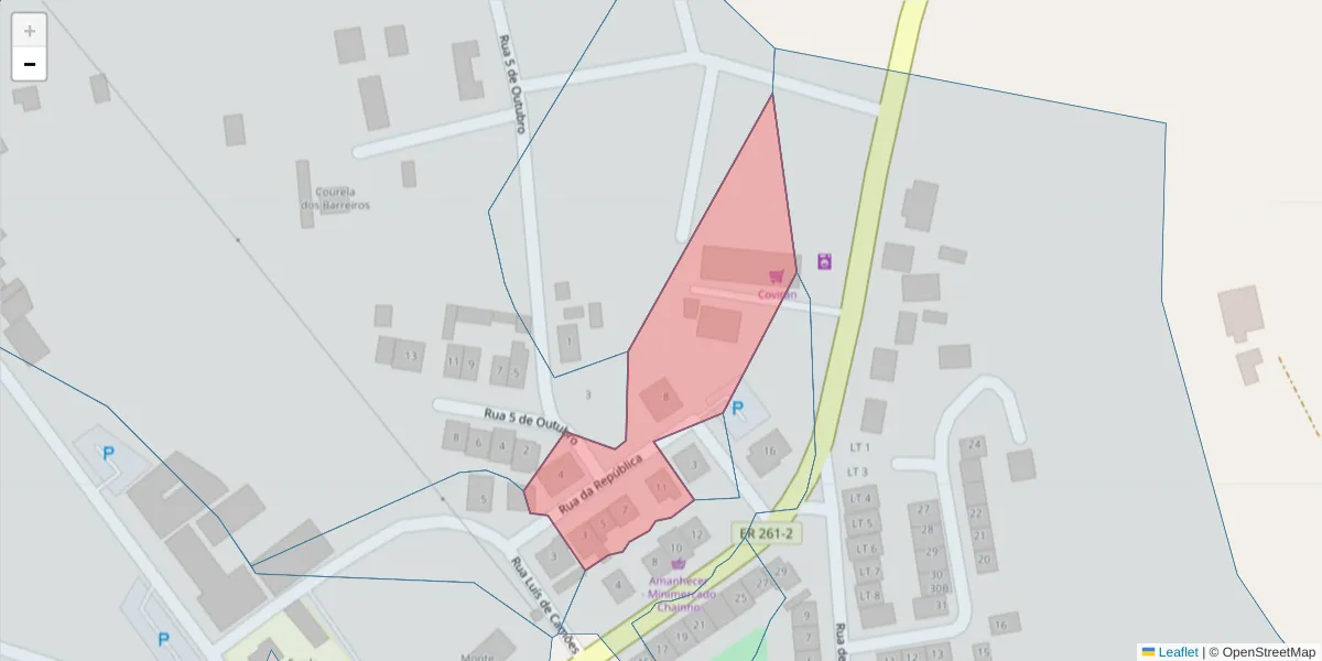 Mapa detalhado do código postal 7570-623 com limites, códigos postais vizinhos e agências dos correios