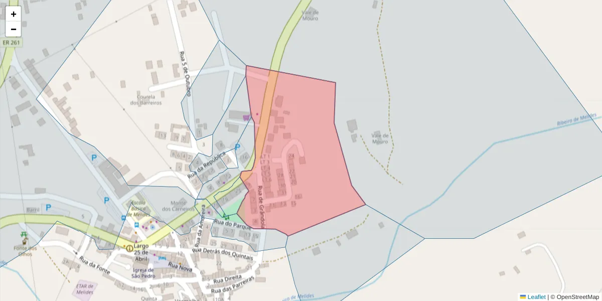 Mapa detalhado do código postal 7570-626 com limites, códigos postais vizinhos e agências dos correios