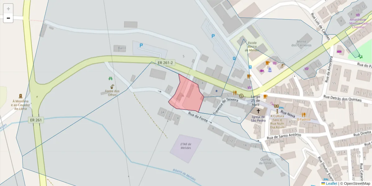 Mapa detalhado do código postal 7570-636 com limites, códigos postais vizinhos e agências dos correios