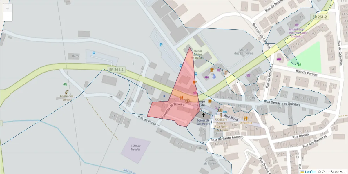 Mapa detalhado do código postal 7570-646 com limites, códigos postais vizinhos e agências dos correios