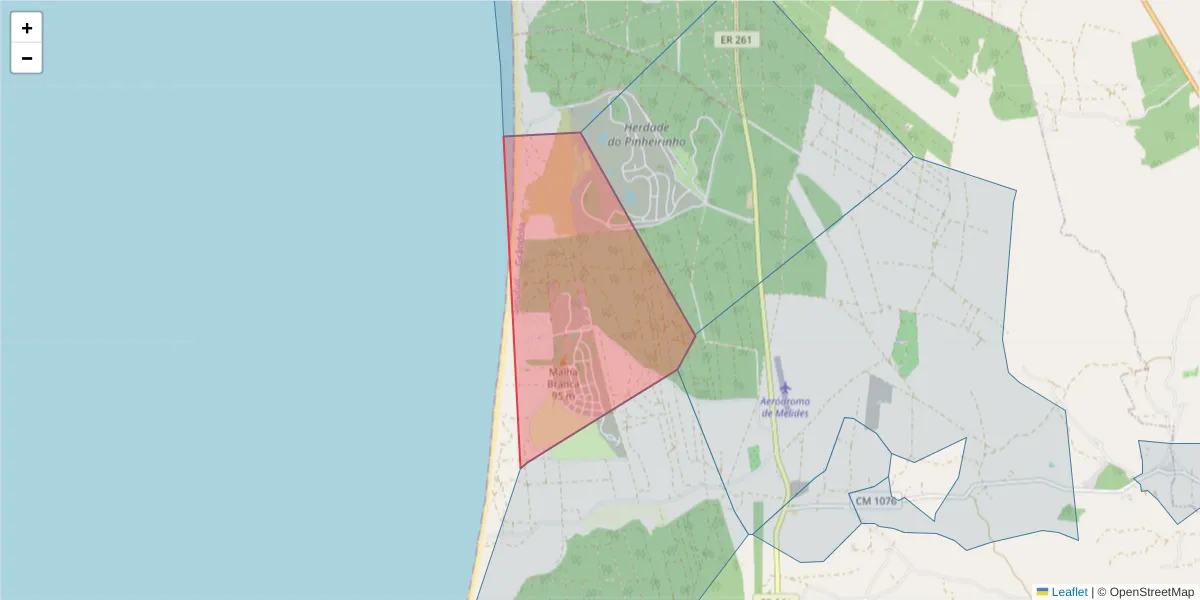 Mapa detalhado do código postal 7570-689 com limites, códigos postais vizinhos e agências dos correios