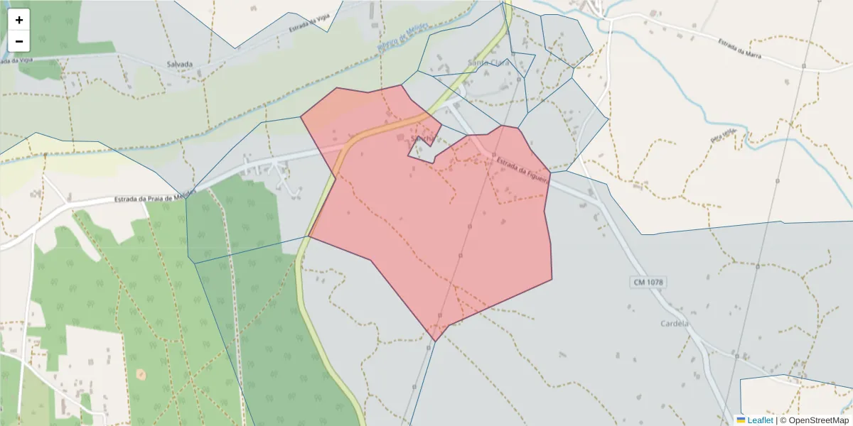 Mapa detalhado do código postal 7570-731 com limites, códigos postais vizinhos e agências dos correios