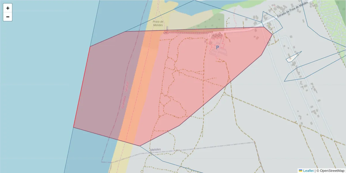 Mapa detalhado do código postal 7570-738 com limites, códigos postais vizinhos e agências dos correios