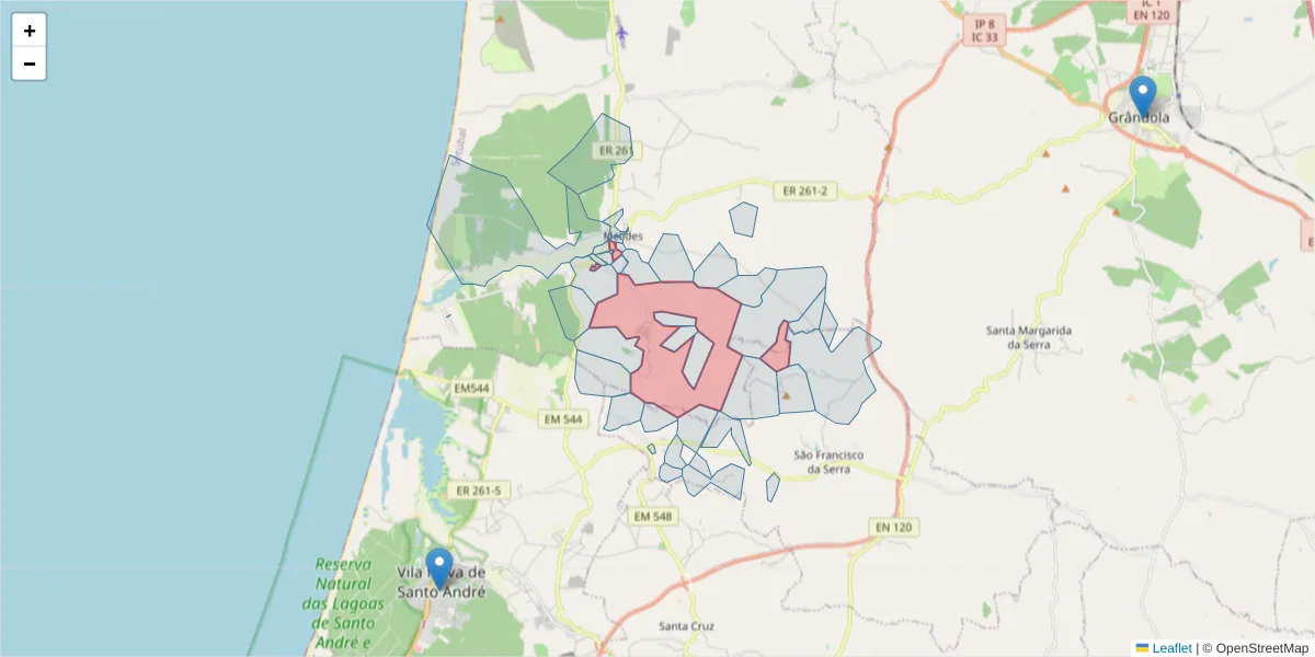 Mapa detalhado do código postal 7570-756 com limites, códigos postais vizinhos e agências dos correios
