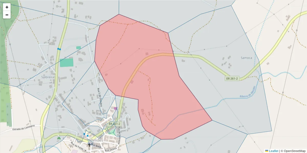 Mapa detalhado do código postal 7570-758 com limites, códigos postais vizinhos e agências dos correios