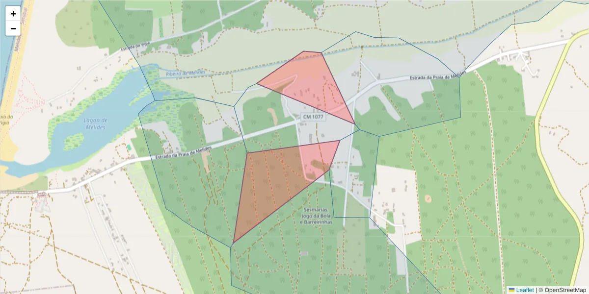 Mapa detalhado do código postal 7570-766 com limites, códigos postais vizinhos e agências dos correios