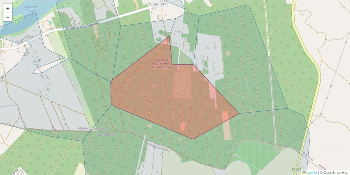 Mapa detalhado do código postal 7570-767 com limites, códigos postais vizinhos e agências dos correios