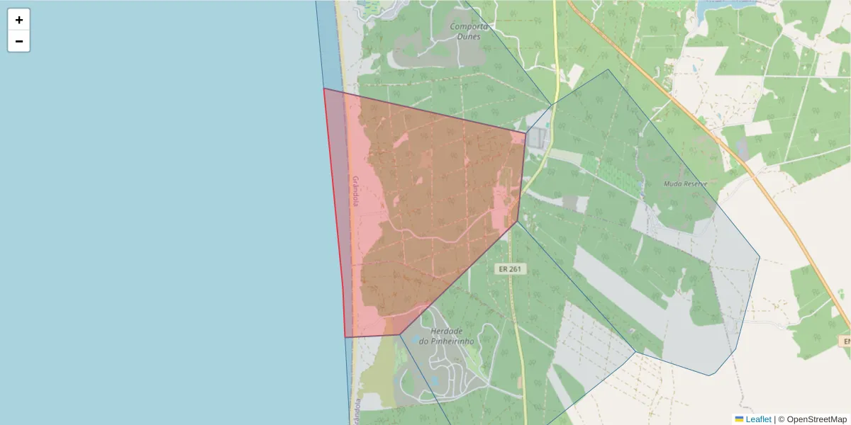 Mapa detalhado do código postal 7570-784 com limites, códigos postais vizinhos e agências dos correios