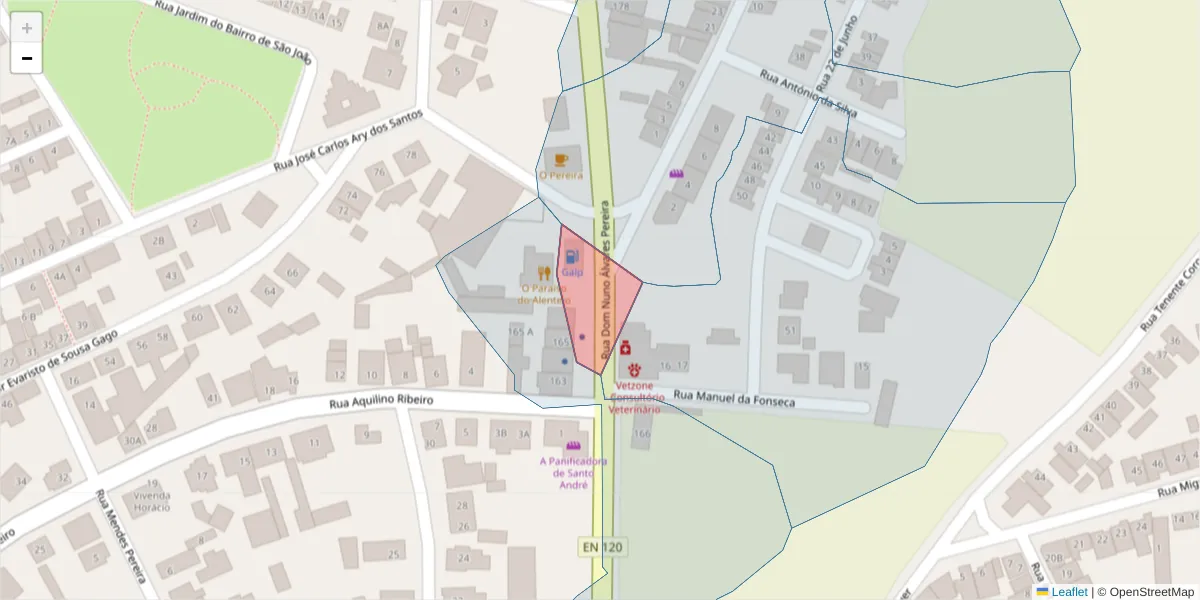 Mapa detalhado do código postal 7570 com limites, códigos postais vizinhos e agências dos correios