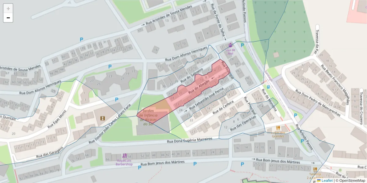 Mapa detalhado do código postal 7580-018 com limites, códigos postais vizinhos e agências dos correios