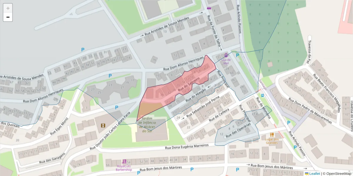 Mapa detalhado do código postal 7580-019 com limites, códigos postais vizinhos e agências dos correios