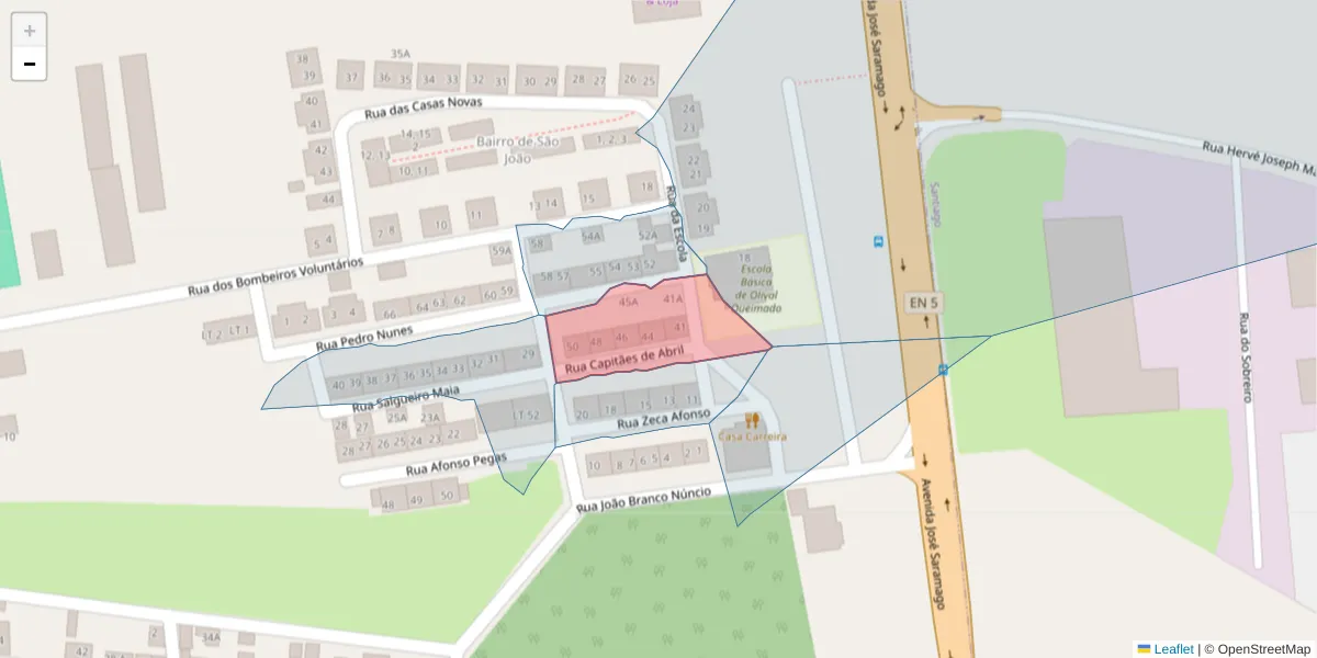 Mapa detalhado do código postal 7580-024 com limites, códigos postais vizinhos e agências dos correios