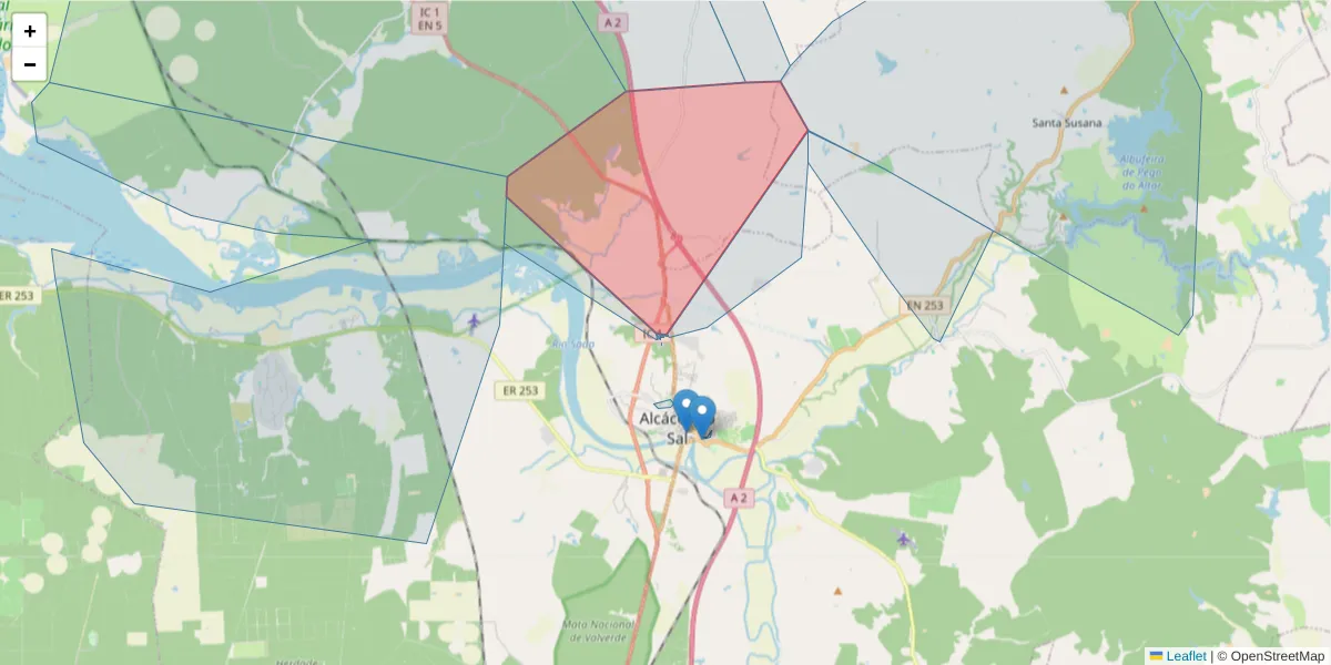 Mapa detalhado do código postal 7580-027 com limites, códigos postais vizinhos e agências dos correios