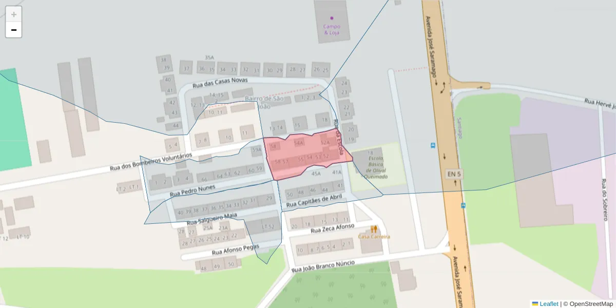 Mapa detalhado do código postal 7580-030 com limites, códigos postais vizinhos e agências dos correios