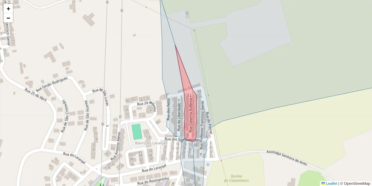 Mapa detalhado do código postal 7580-039 com limites, códigos postais vizinhos e agências dos correios