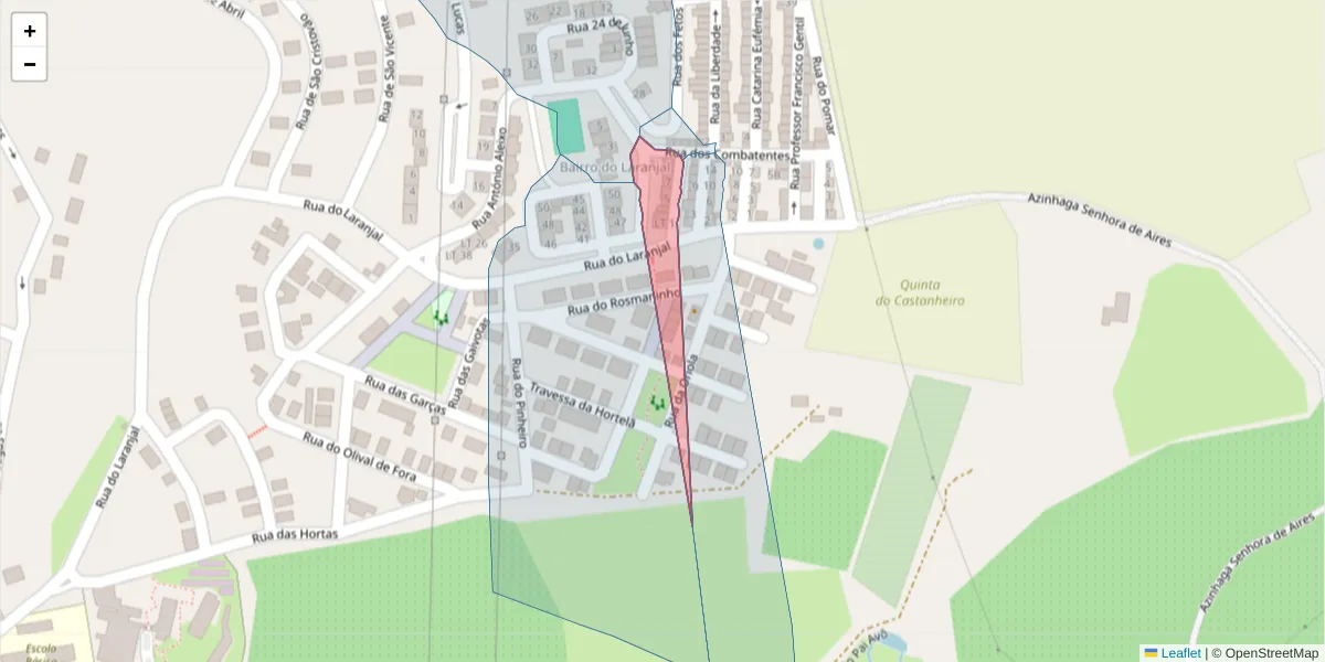 Mapa detalhado do código postal 7580-044 com limites, códigos postais vizinhos e agências dos correios