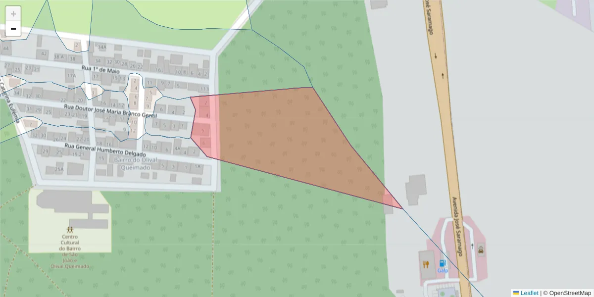 Mapa detalhado do código postal 7580-059 com limites, códigos postais vizinhos e agências dos correios