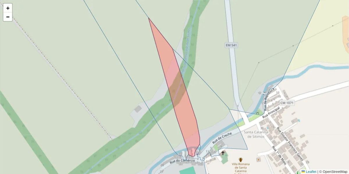 Mapa detalhado do código postal 7580-082 com limites, códigos postais vizinhos e agências dos correios