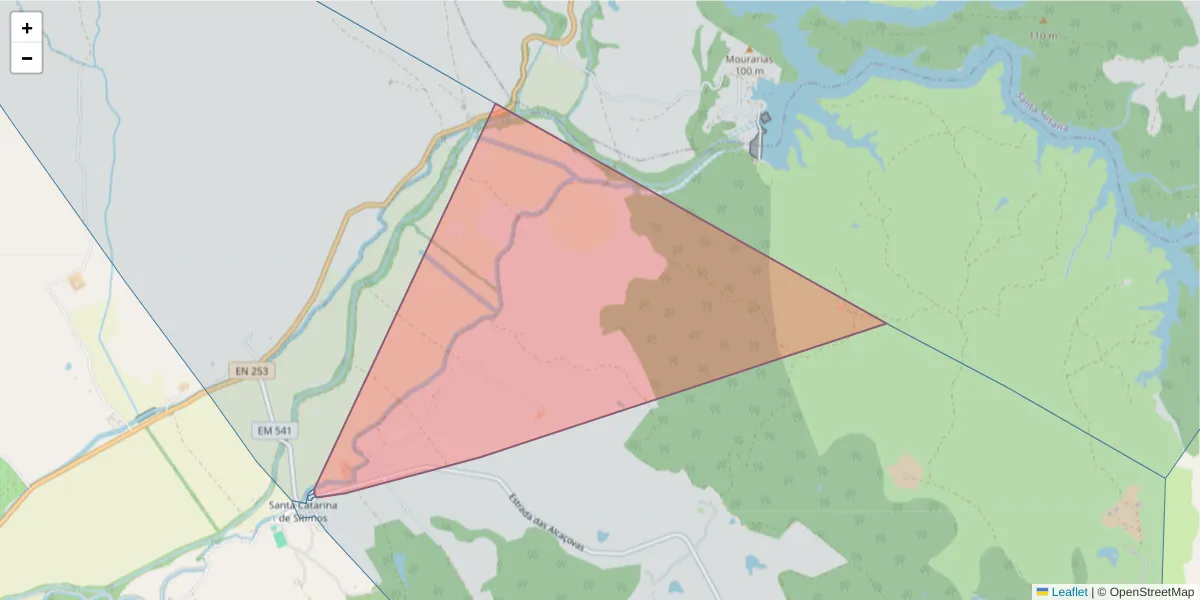 Mapa detalhado do código postal 7580-083 com limites, códigos postais vizinhos e agências dos correios