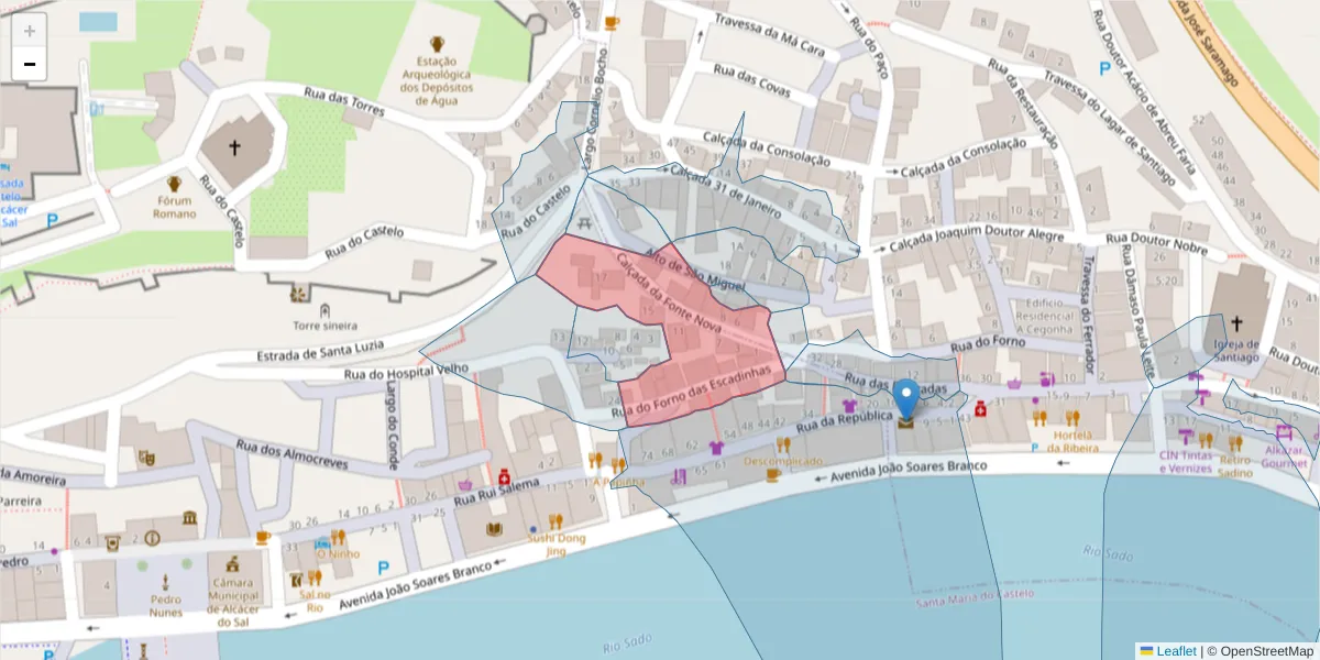 Mapa detalhado do código postal 7580-100 com limites, códigos postais vizinhos e agências dos correios