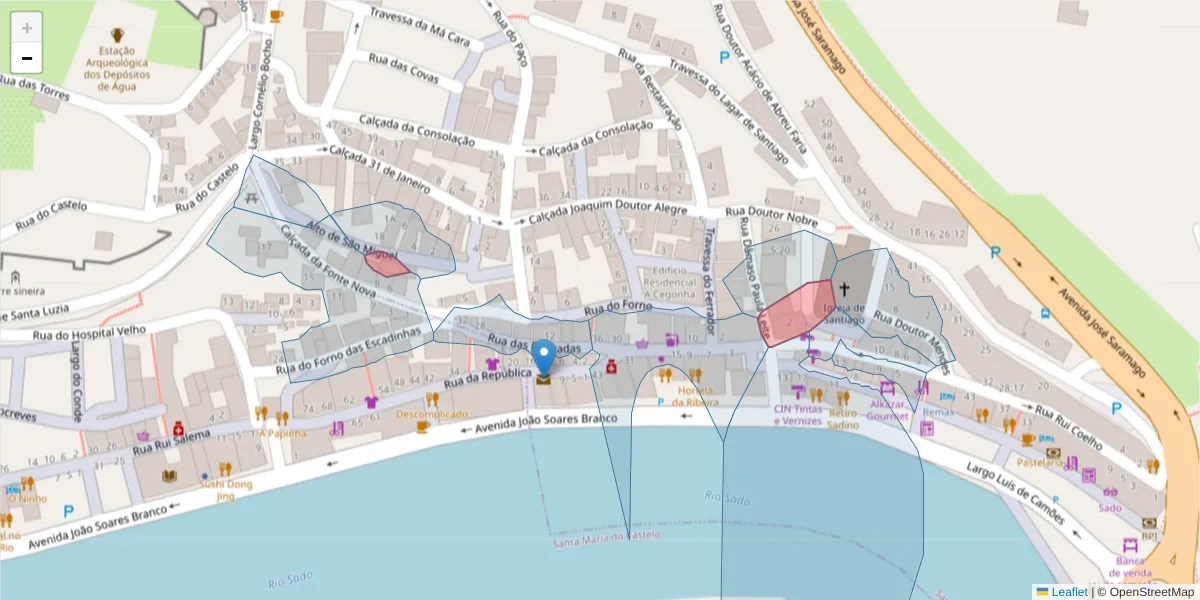 Mapa detalhado do código postal 7580-104 com limites, códigos postais vizinhos e agências dos correios