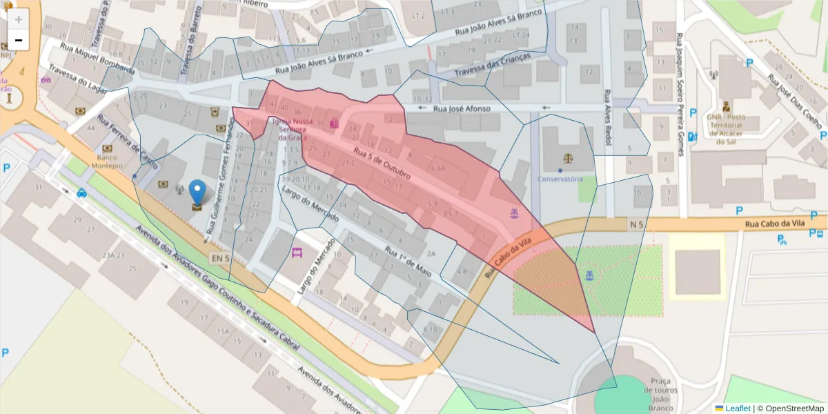 Mapa detalhado do código postal 7580-128 com limites, códigos postais vizinhos e agências dos correios