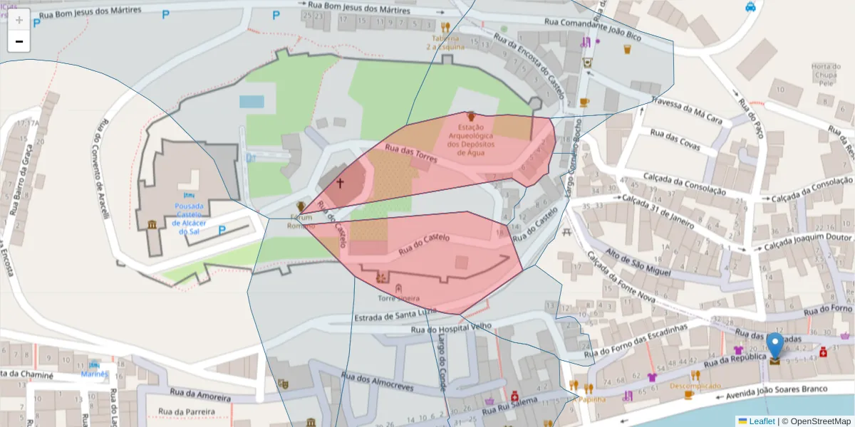 Mapa detalhado do código postal 7580-140 com limites, códigos postais vizinhos e agências dos correios