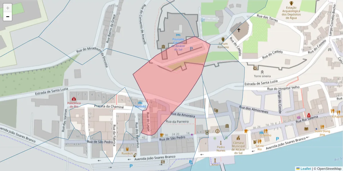 Mapa detalhado do código postal 7580-147 com limites, códigos postais vizinhos e agências dos correios