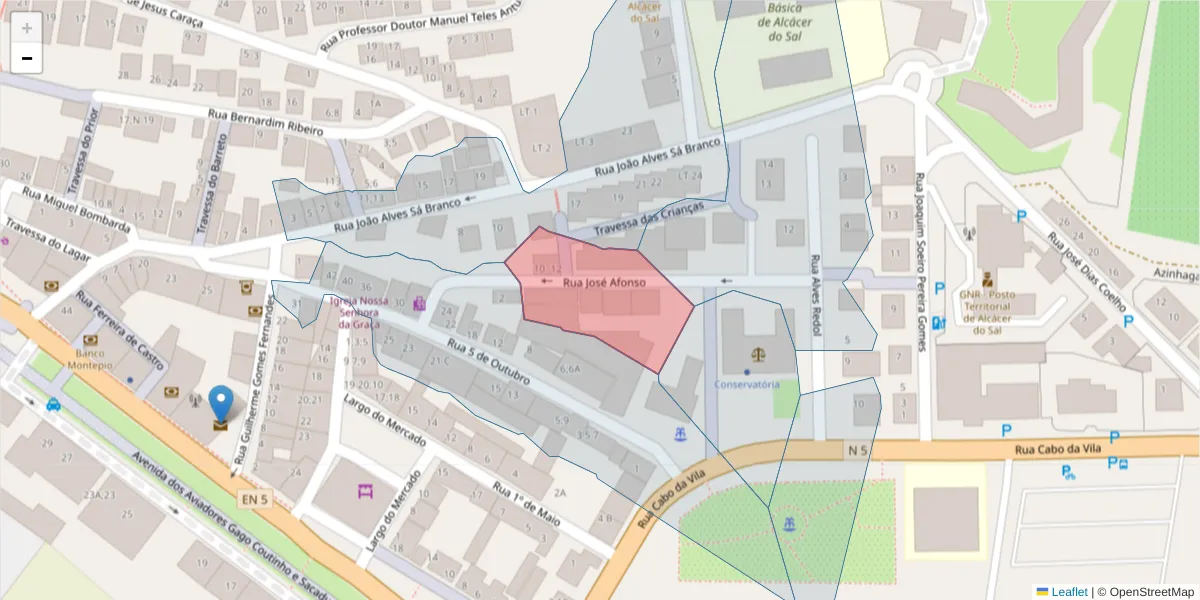 Mapa detalhado do código postal 7580-167 com limites, códigos postais vizinhos e agências dos correios