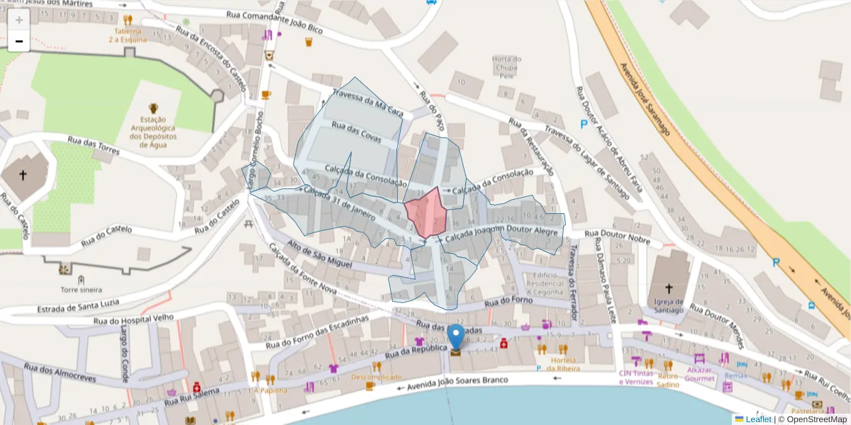 Mapa detalhado do código postal 7580-183 com limites, códigos postais vizinhos e agências dos correios