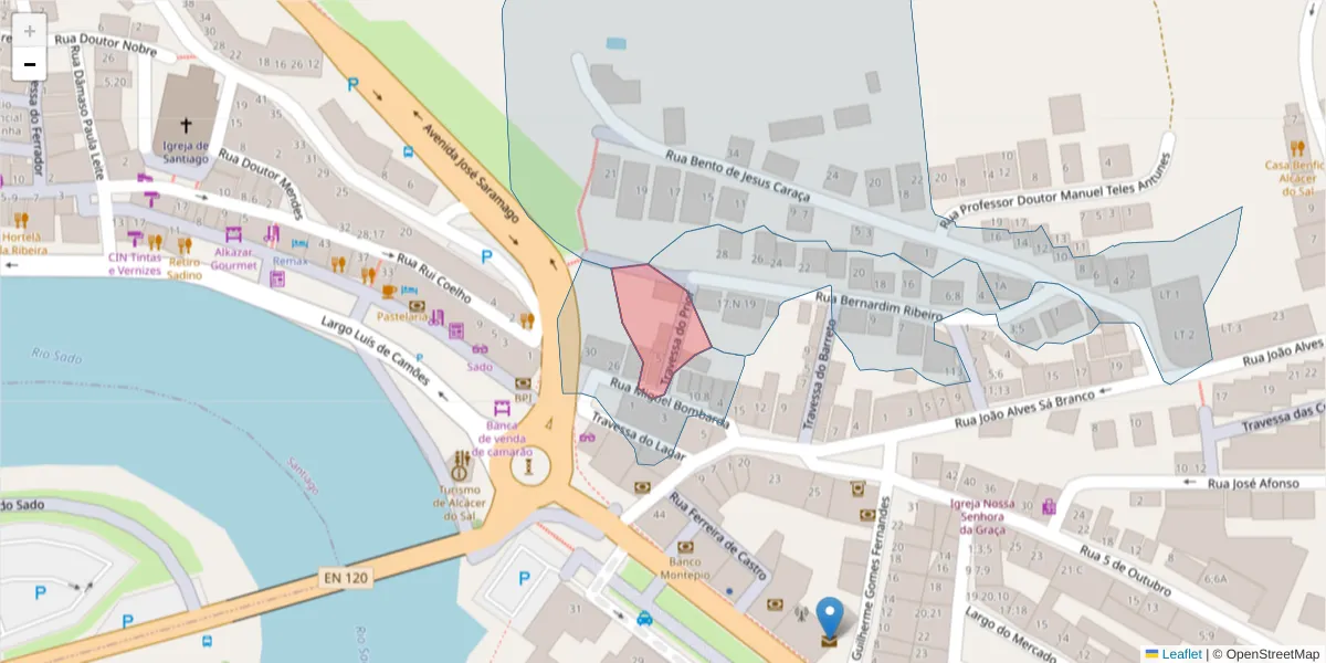 Mapa detalhado do código postal 7580-184 com limites, códigos postais vizinhos e agências dos correios