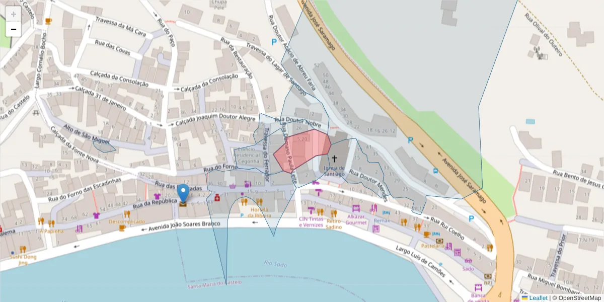 Mapa detalhado do código postal 7580-202 com limites, códigos postais vizinhos e agências dos correios