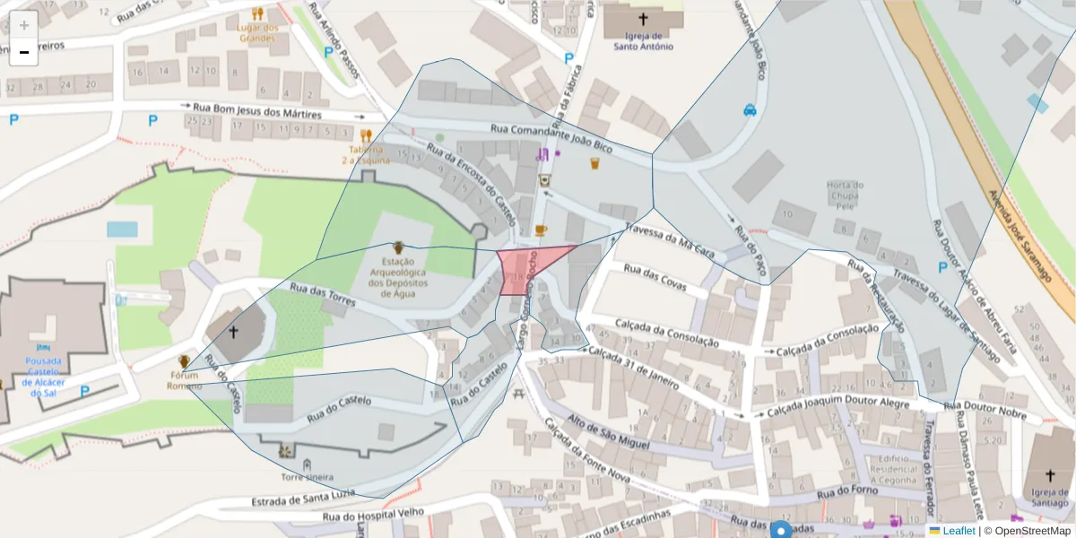 Mapa detalhado do código postal 7580-216 com limites, códigos postais vizinhos e agências dos correios