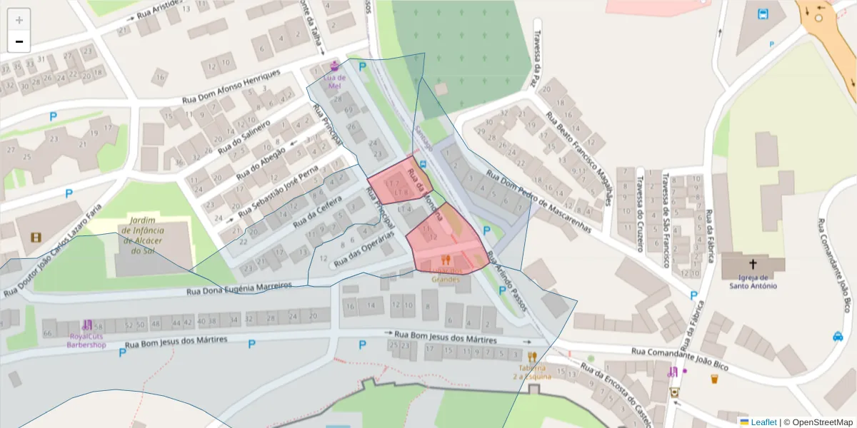 Mapa detalhado do código postal 7580-222 com limites, códigos postais vizinhos e agências dos correios
