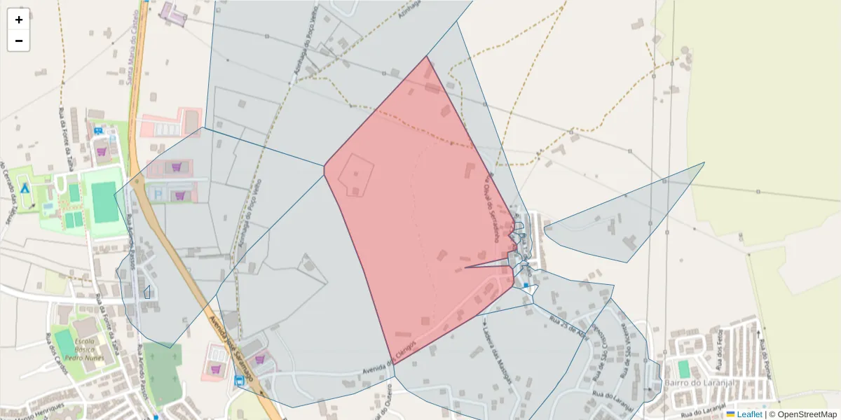 Mapa detalhado do código postal 7580-229 com limites, códigos postais vizinhos e agências dos correios
