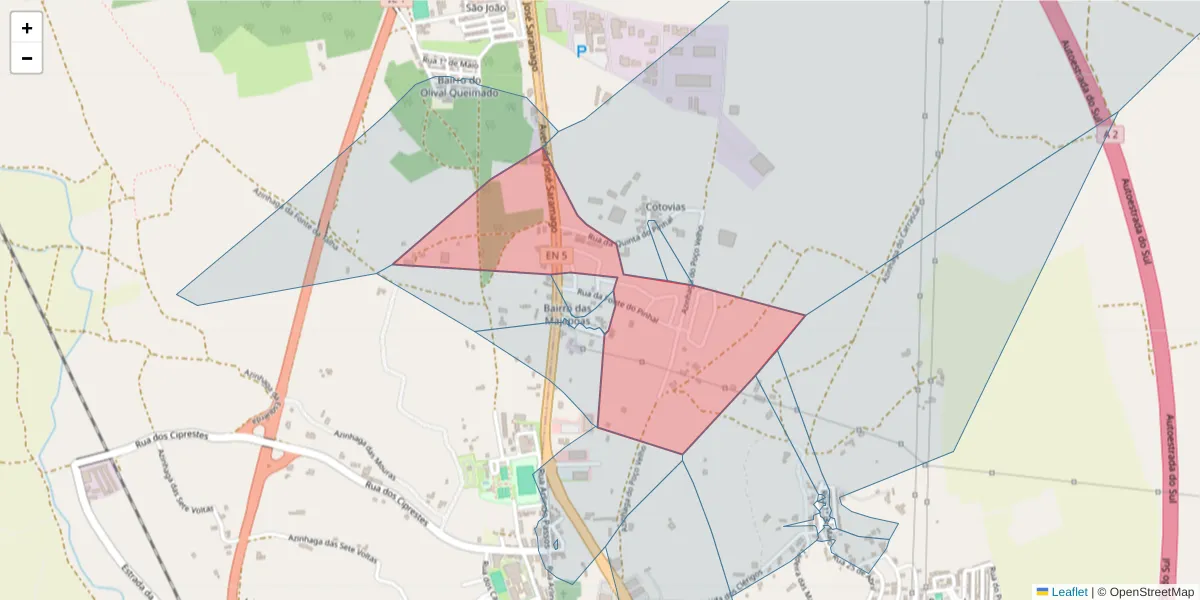 Mapa detalhado do código postal 7580-250 com limites, códigos postais vizinhos e agências dos correios