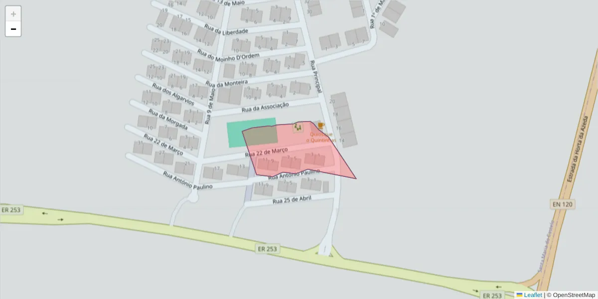 Mapa detalhado do código postal 7580-300 com limites, códigos postais vizinhos e agências dos correios
