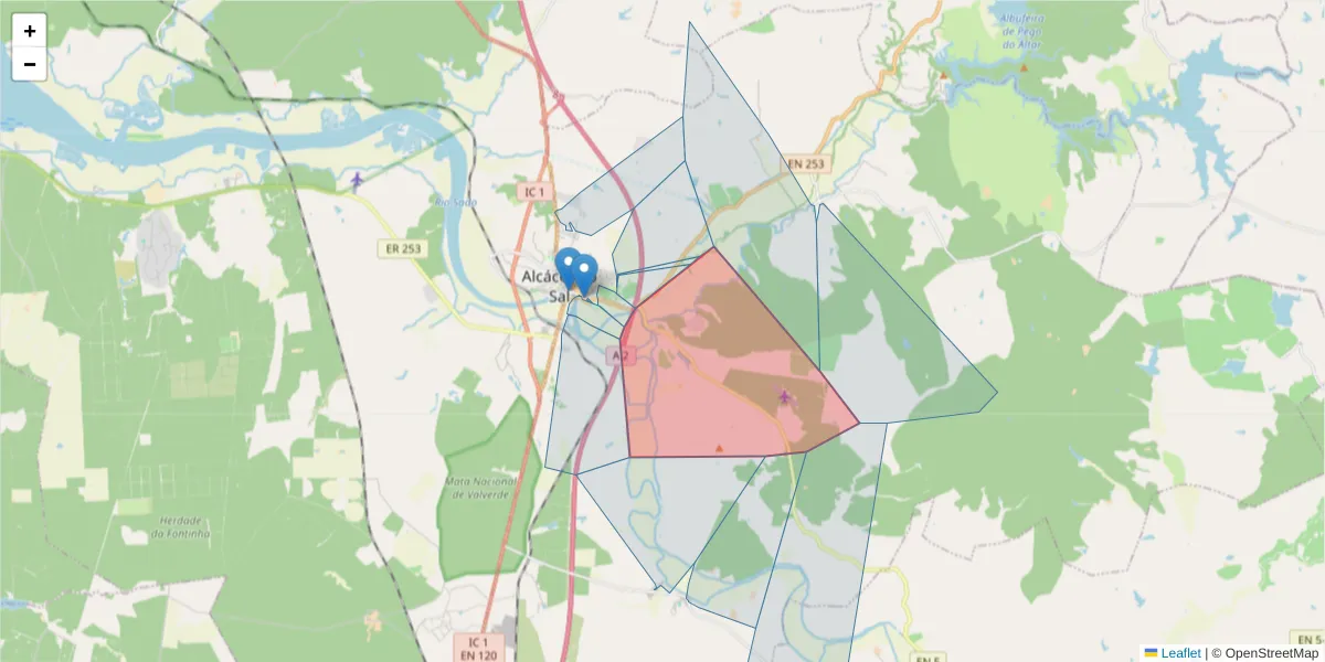 Mapa detalhado do código postal 7580-514 com limites, códigos postais vizinhos e agências dos correios