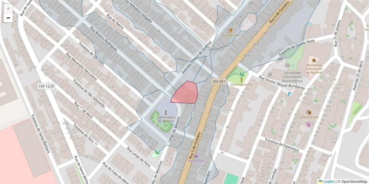 Mapa detalhado do código postal 7600-030 com limites, códigos postais vizinhos e agências dos correios