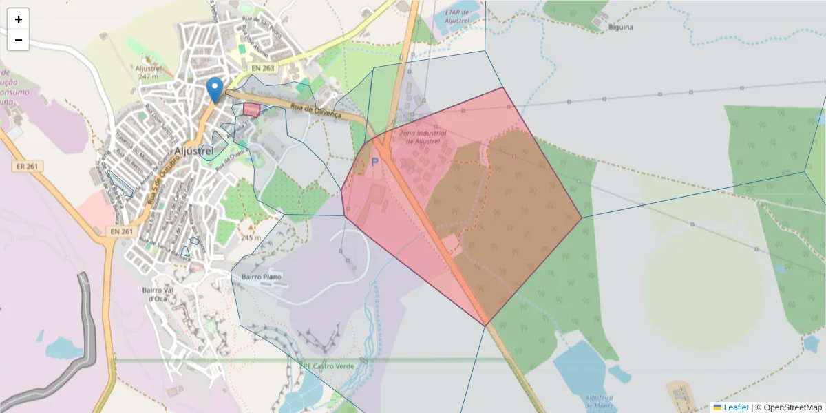 Mapa detalhado do código postal 7600-052 com limites, códigos postais vizinhos e agências dos correios