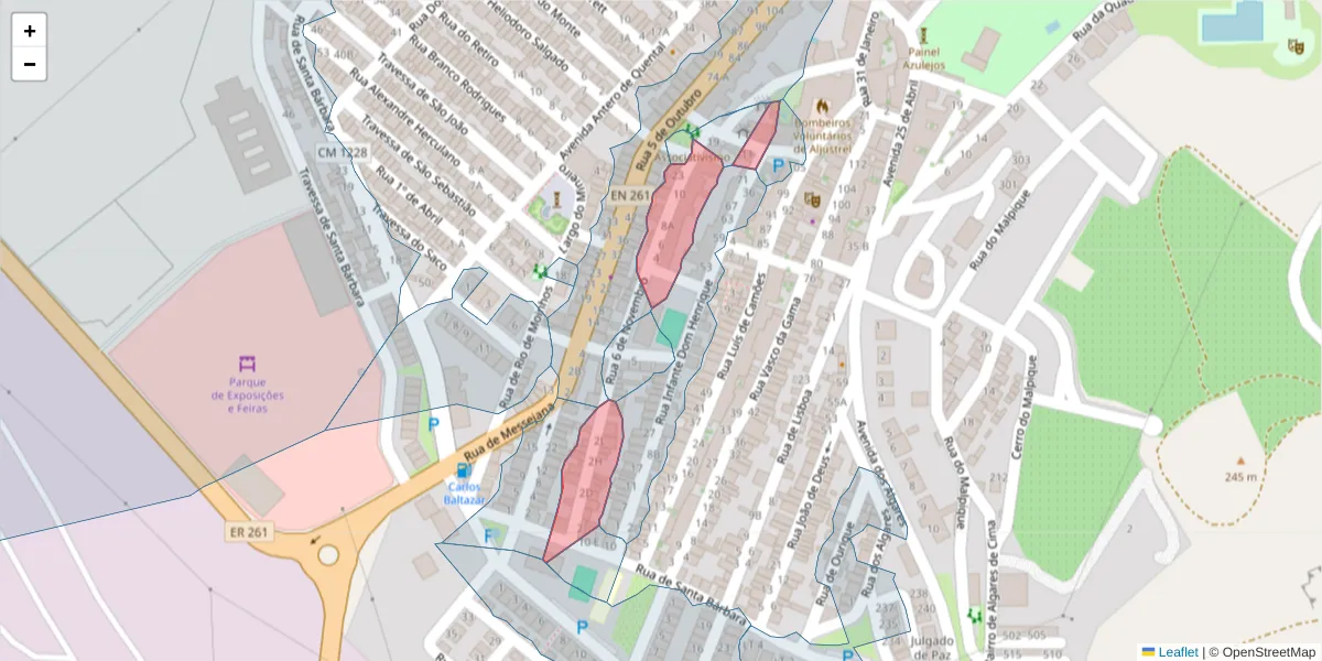 Mapa detalhado do código postal 7600-055 com limites, códigos postais vizinhos e agências dos correios