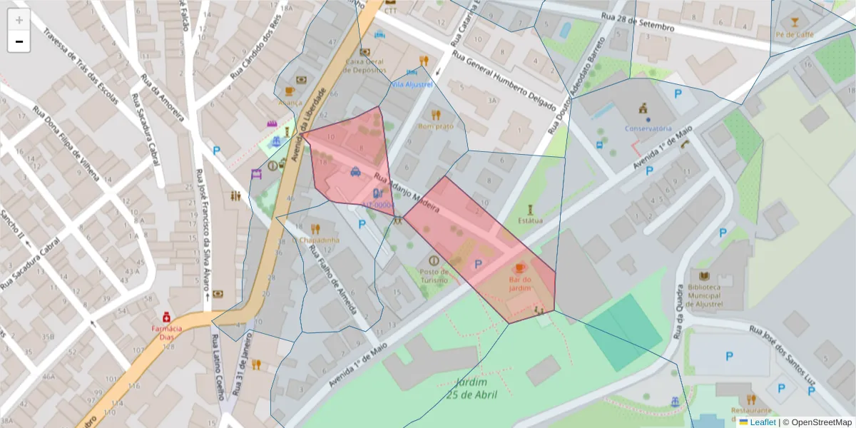 Mapa detalhado do código postal 7600-056 com limites, códigos postais vizinhos e agências dos correios