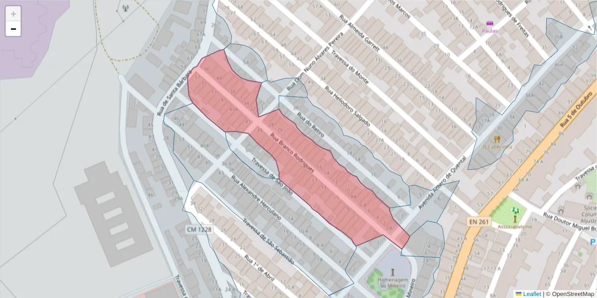 Mapa detalhado do código postal 7600-062 com limites, códigos postais vizinhos e agências dos correios
