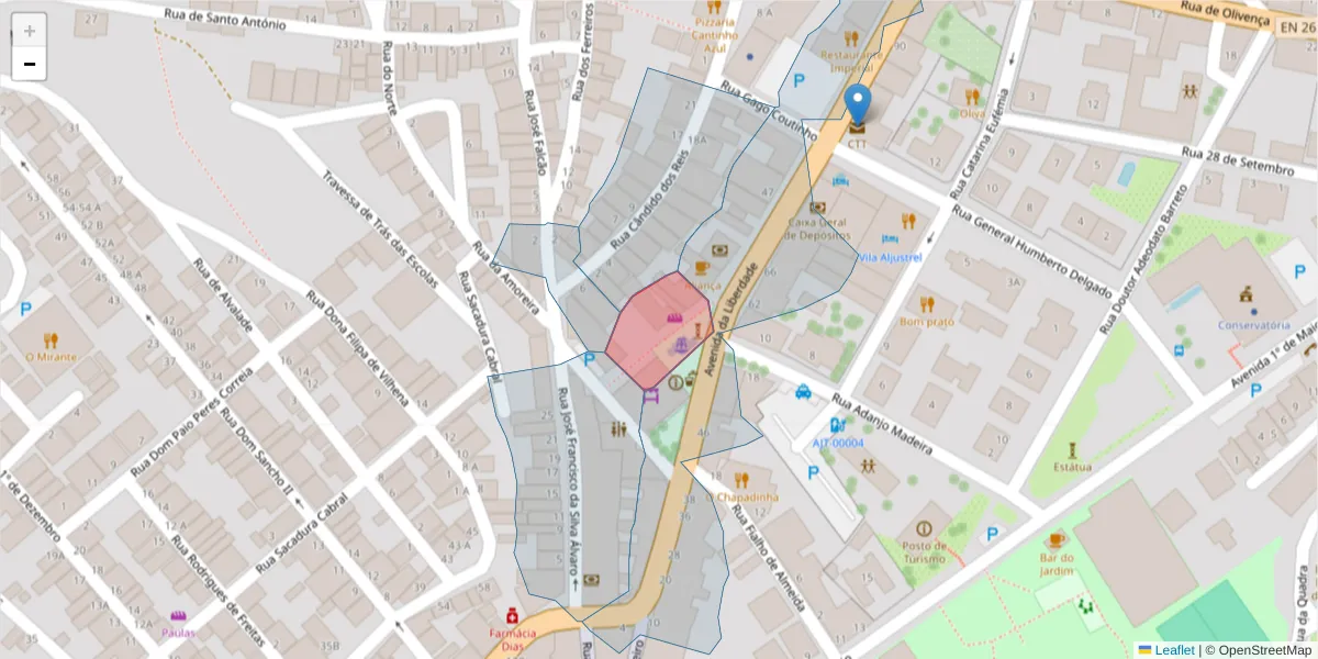Mapa detalhado do código postal 7600-081 com limites, códigos postais vizinhos e agências dos correios