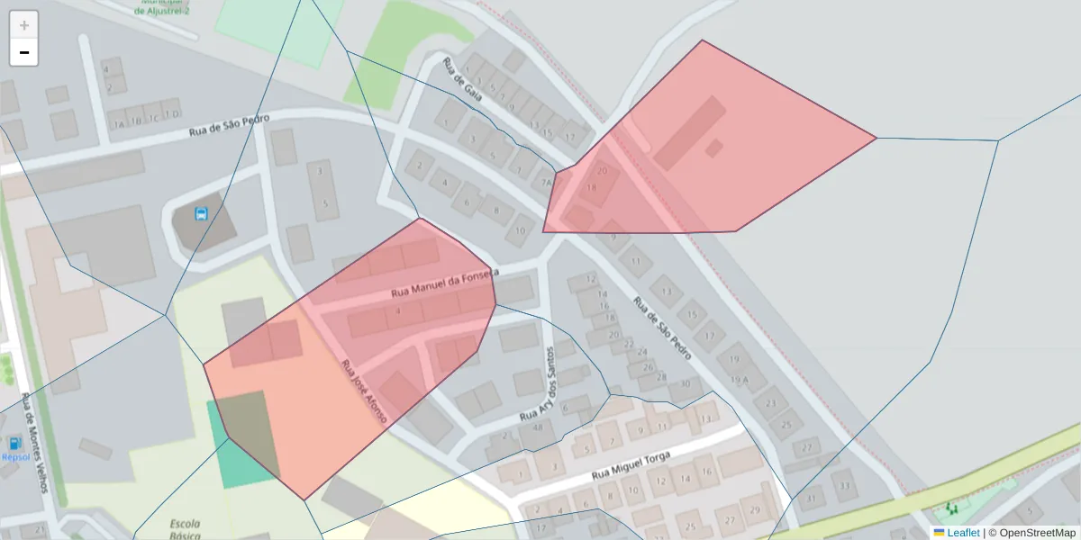Mapa detalhado do código postal 7600-108 com limites, códigos postais vizinhos e agências dos correios