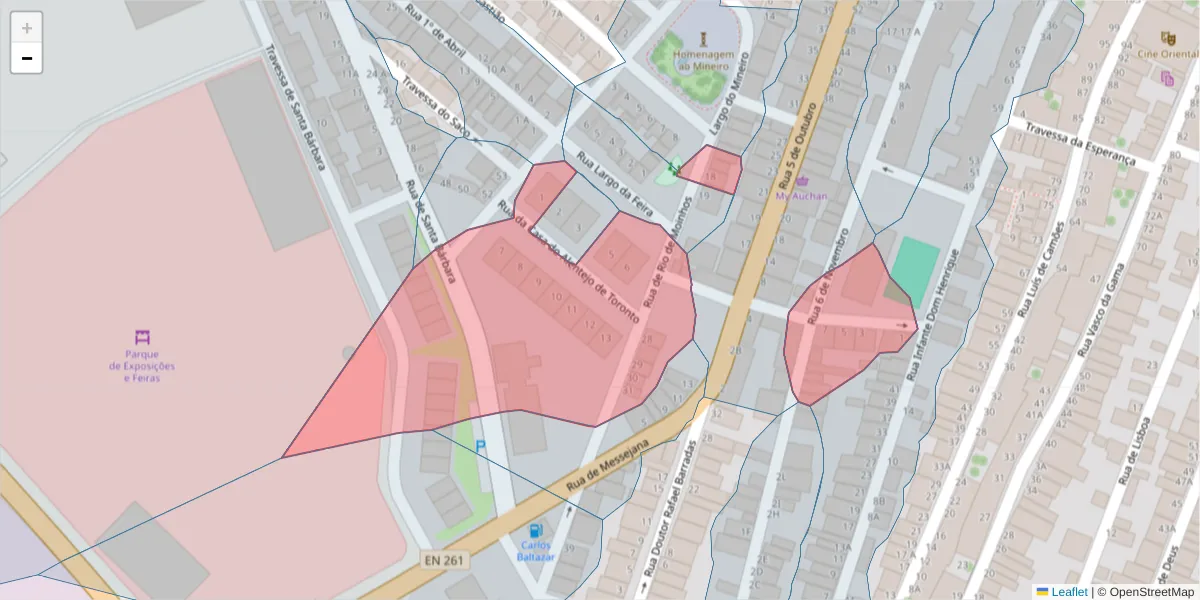 Mapa detalhado do código postal 7600-113 com limites, códigos postais vizinhos e agências dos correios